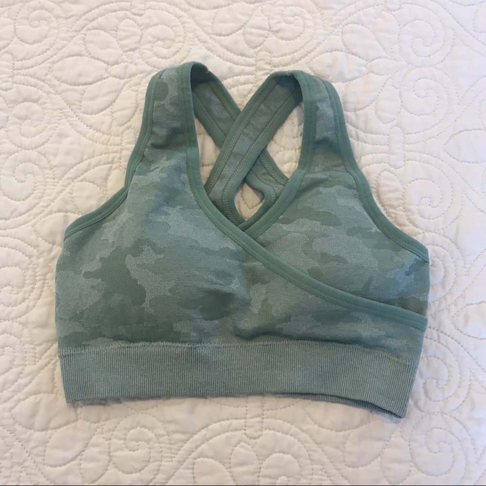 Green camo sports bra